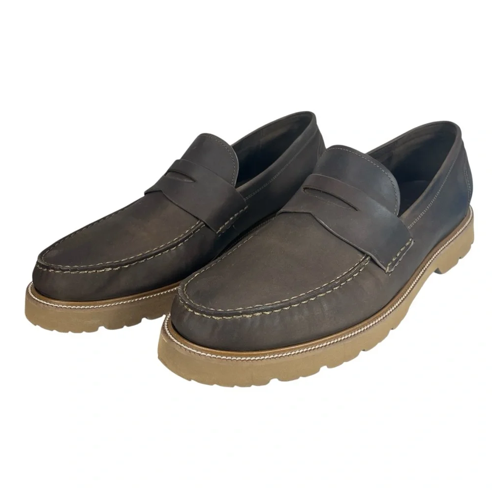 Cole Haan Men’s 13 Brown Leather Penny Loafers Lug Sole Comfort‎ Shoes
